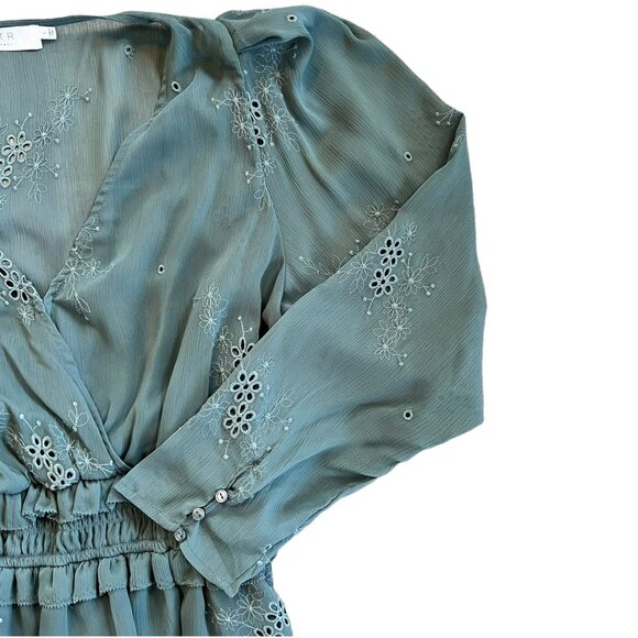 ASTR The Label Floral Embroidered Boho Babydoll Top L - Picture 5 of 13